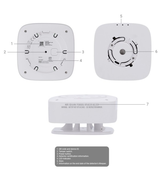 Detector de CO Ajax AJ-FIREPROTECT2-C-RB-W