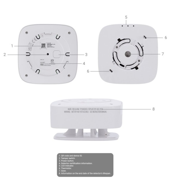 Detector termovelocimétrico Ajax AJ-FIREPROTECT2-H-SB-W