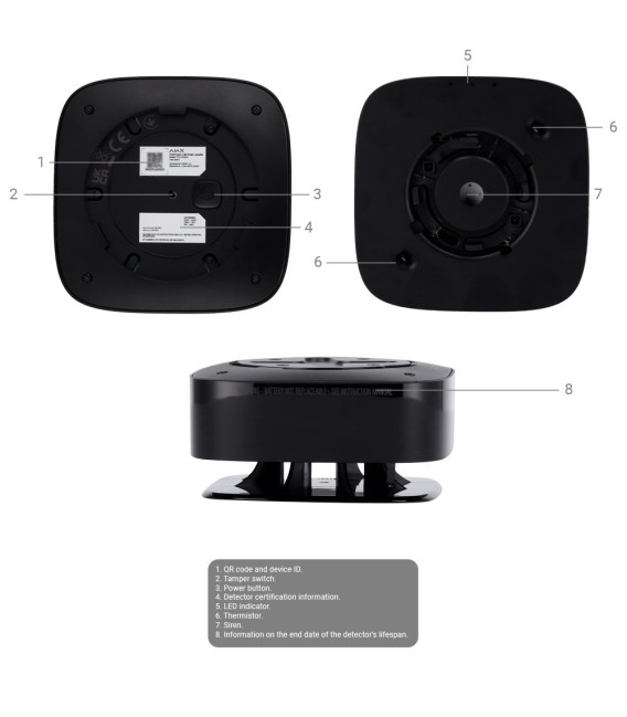 Detector termovelocimétrico y CO Ajax AJ-FIREPROTECT2-HC-RB-B