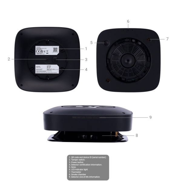 Detector de humo y termovelocimétrico Ajax AJ-FIREPROTECT2-HS-RB-B