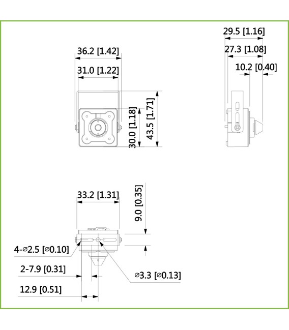 Minicámara Pinhole HDCVI 2M 1080P DN WDR 120dB Starlight 2.8mm AUDIO