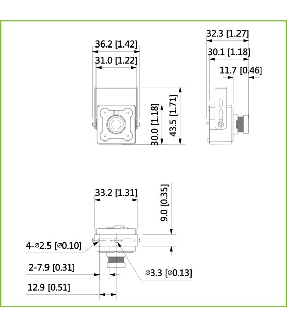 Minicámara HDCVI 2M 1080P DN WDR 120dB Starlight 2.8mm AUDIO