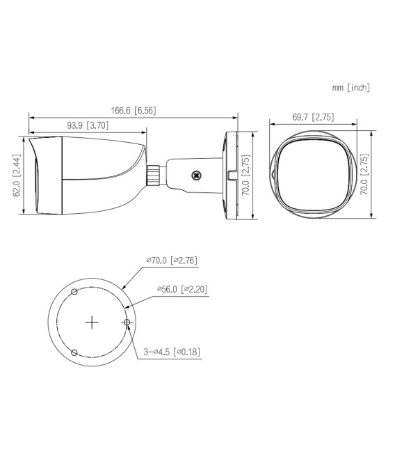 Tubular HDCVI 4EN1 2M dWDR Iluminación Dual LED20m/IR20m 3.6mm IP67 MIC