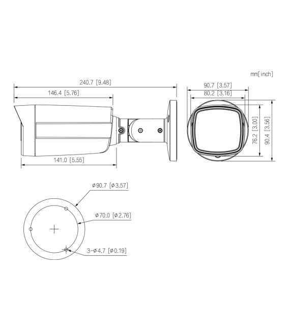 Tubular HDCVI TiOC 4EN1 2M 1080P WDR Iluminación Dual LED40m/IR40m 2.8mm IP67 AUDIO MIC E/S