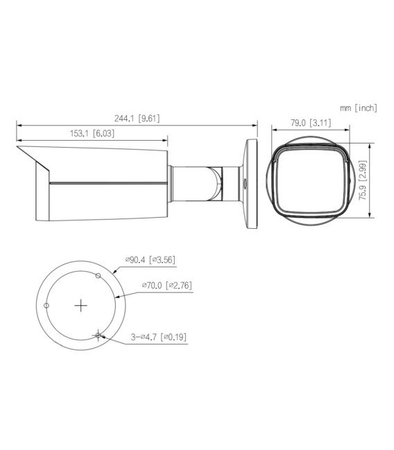 Tubular HDCVI 4EN1 5M WDR Starlight IR80m 3.6mm IP67 AUDIO MIC