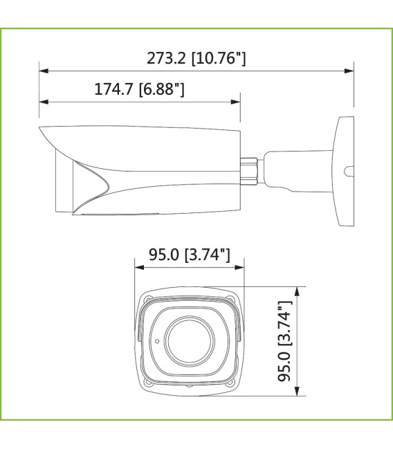 Tubular HDCVI 4K DN WDR Starlight IR100m 3.7-11mm VFM IP67 IK10 Audio Alarma Dual