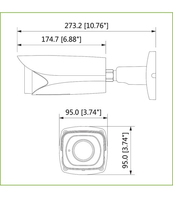 Tubular HDCVI 4K DN WDR Starlight IR100m 3.7-11mm VFM IP67 IK10 Audio Alarma Dual