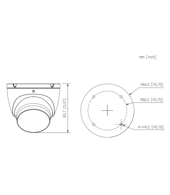 Domo HDCVI 4EN1 2M 1080P Iluminación Dual LED40m/IR40m 2.8mm IP67 MIC Color negro
