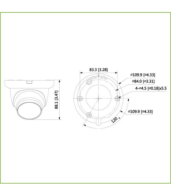 Domo HDCVI 4EN1 2M 1080P WDR Starlight IR30m 2.8mm IP67 Quick-to-install. Color Negro