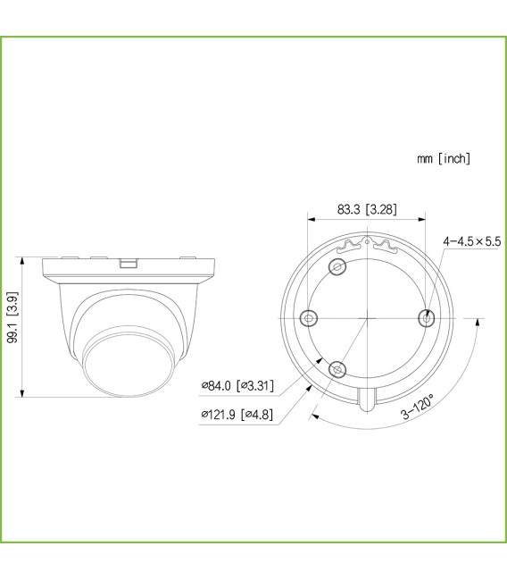 Domo HDCVI 4EN1 2M 1080P WDR Starlight IR60m 2.8mm IP67 MIC Quick-to-install