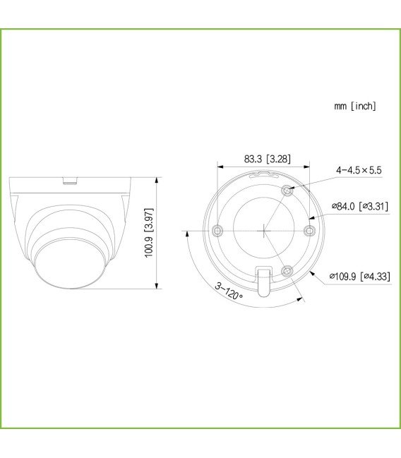 Domo HDCVI 5M dWDR LED30m 2.8mm IP67 PIR Disuasión activa Quick-to-install