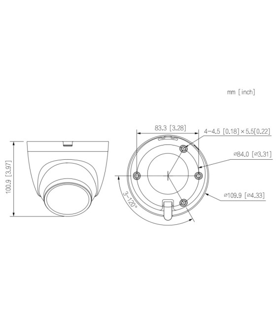 Domo HDCVI 4EN1 5M WDR Starlight IR40m 2.8mm IP67 MIC Quick-to-install