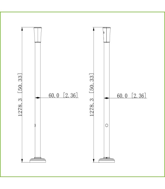 Poste de 1,2m en aluminio de color blanco para cámaras ITC2xxx-O