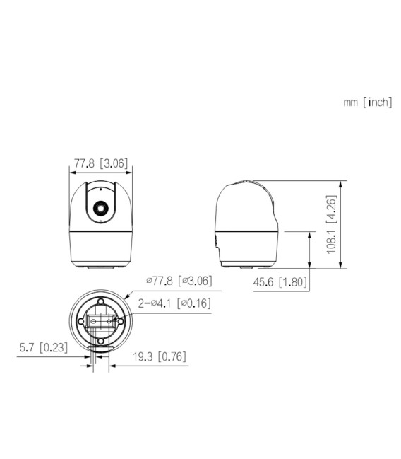 Cubo PT IP H265 2M DN IR10m 3.6mm Wifi Audio SD 5V MIC