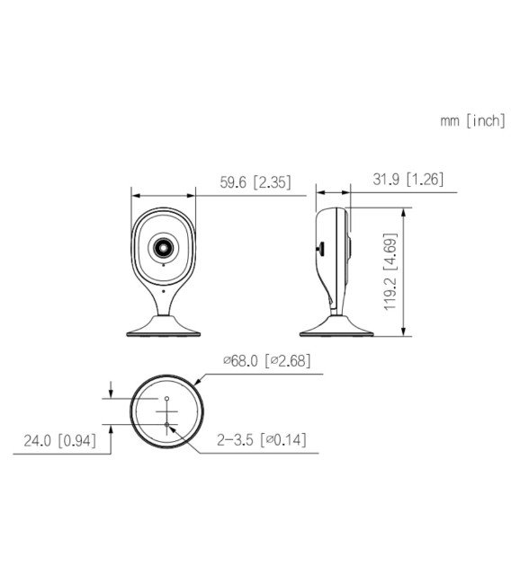 Cubo PT IP H265 5M DN IR10m 2.8mm Wifi Audio SD 5V MIC