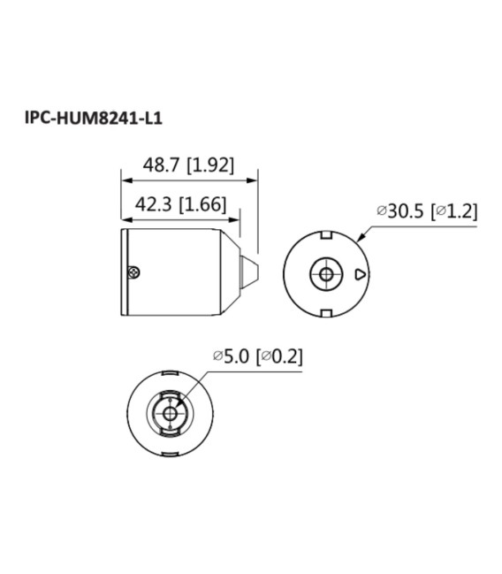 Minicámara IP H265 Pinhole 2M DN WDR 2.8mm IVS AUDIO E/S + Unidad principal AI
