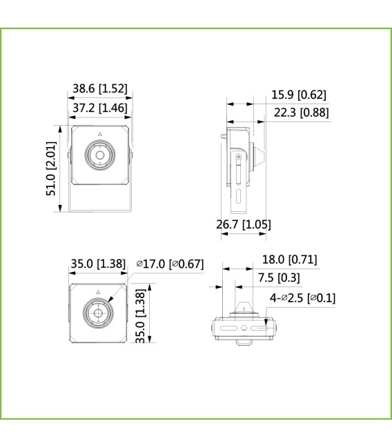 Minicámara IP H265 Pinhole 4M DN WDR 2.8mm IVS AUDIO E/S + Unidad principal AI