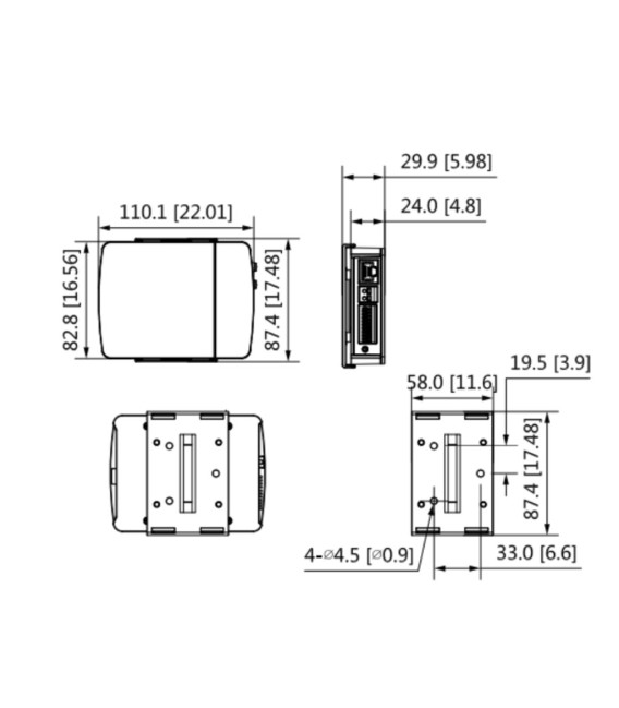 Minicámara IP H265 Pinhole 4M DN WDR 2.8mm IVS AUDIO E/S + Unidad principal AI