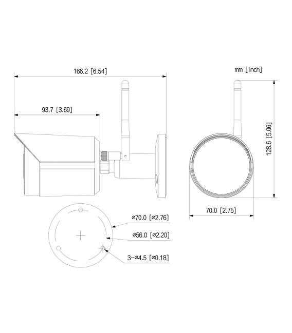 Tubular IP H265 2M DN dWDR 3DNR IR30m 2.8mm IP67 SD MIC WiFi