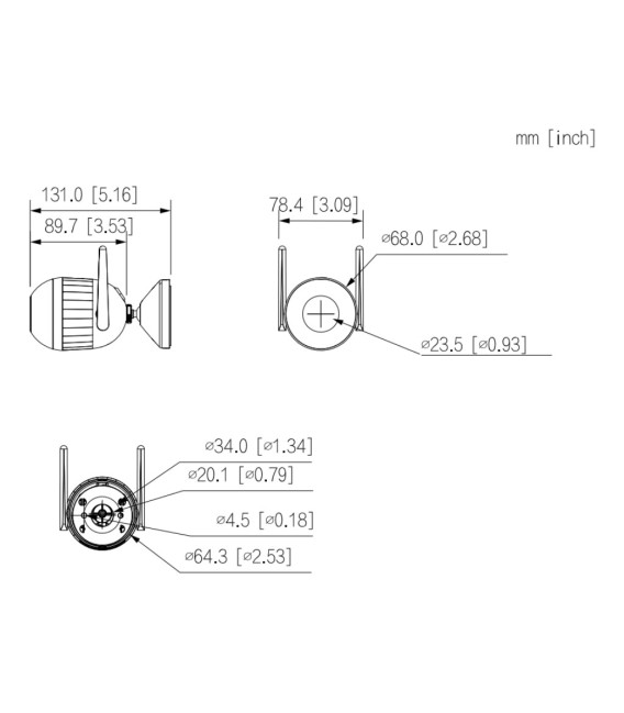 F2C-LED - Tubular IP H265 2M FULL COLOR dWDR LED30m 2.8mm IP67 MIC WiFi AI