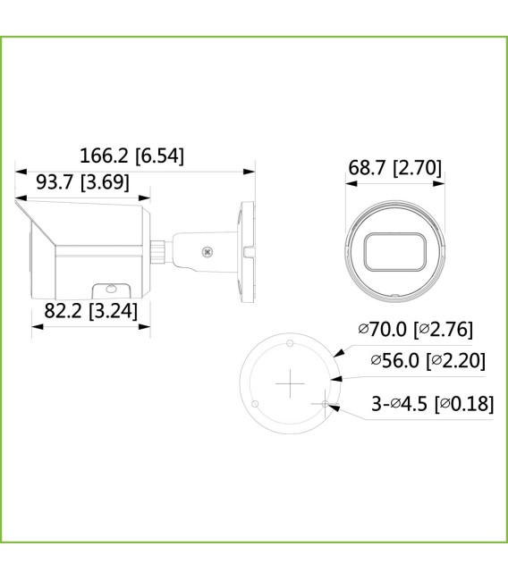 Tubular IP H265 2M DN dWDR Starlight IVS 3DNR IR30m 3.6mm IP67 PoE