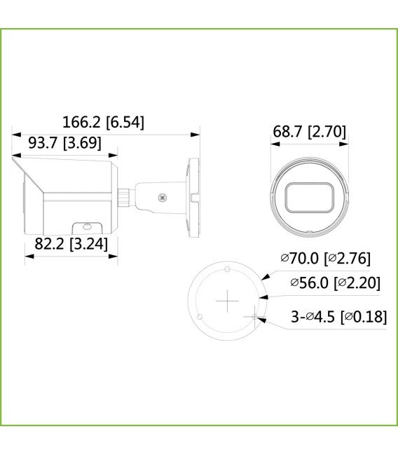 Tubular IP H265 2M DN dWDR Starlight IVS 3DNR IR30m 3.6mm IP67 PoE