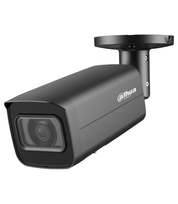 Tubular IP H265 4M WDR Starlight IR60m 2.7-13.5VFM IP67 PoE SD MIC AI Color Negro