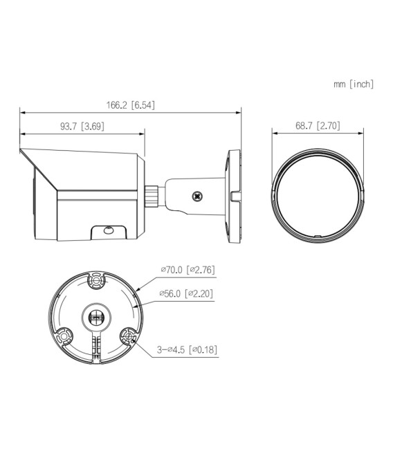 Tubular IP 4M H265 FULL COLOR WDR LED30m 3.6mm IP67 PoE MIC AI