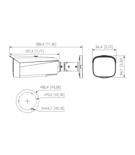 Tubular IP TiOC 3.0 H265 4M WDR Iluminación Dual LED30m/IR30m 3.6mm IP67 PoE MIC AUDIO E/S AI