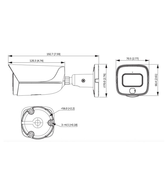 Tubular IP H265 4M FULL COLOR WDR IVS SMD LED30m 2.8mm IP67 PoE SD MIC AUDIO E/S AI