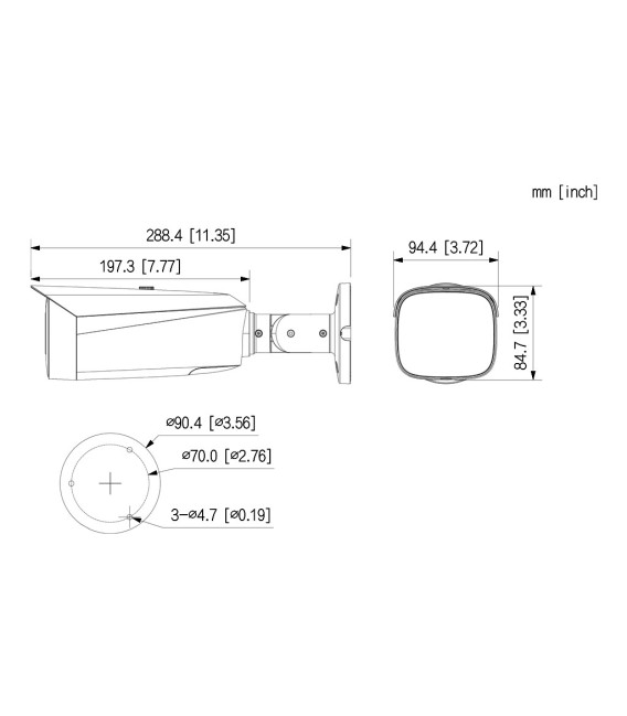 Tubular IP H265 4M DUAL-LENS FULL COLOR 2.0 dWDR Starlight IR50m/2LED 2.8mm IP67 ePoE AUDIO MIC E/S AI