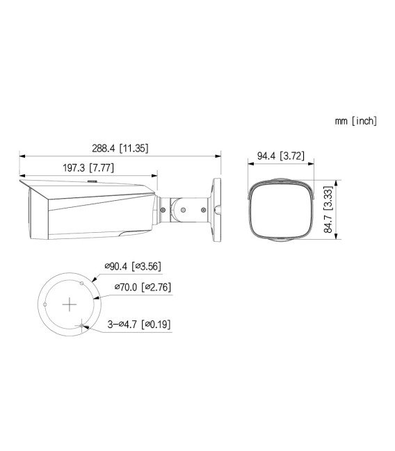 Tubular IP H265 4M DUAL-LENS FULL COLOR 2.0 dWDR Starlight IR50m/2LED 2.8mm IP67 ePoE AUDIO MIC E/S AI