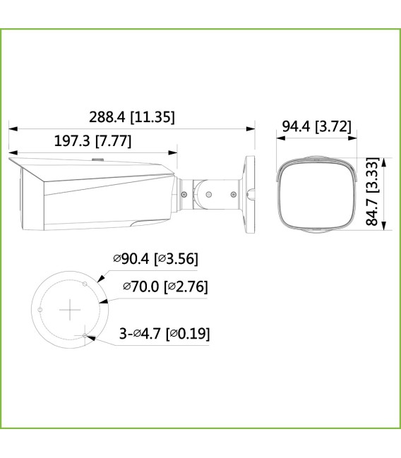 Tubular IP TiOC H265 5M WDR IVS SMD Iluminación 40m 3.6mm IP67 PoE MIC AUDIO E/S AI