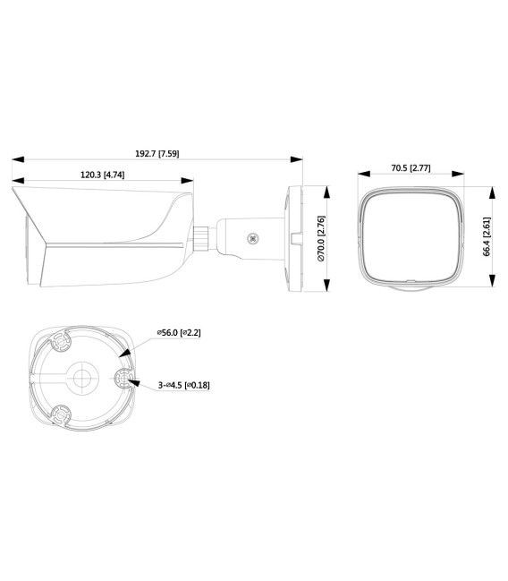 Tubular IP H265 8M WDR Starlight IR30m 3.6mm IP67 PoE SD AUDIO MIC E/S AI