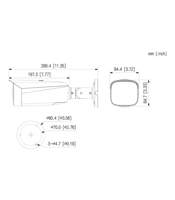 Tubular IP H265 8M FULL COLOR 2.0 WDR140dB Starlight LED50m 3.6mm IP67 ePoE SD MIC AUDIO E/S AI