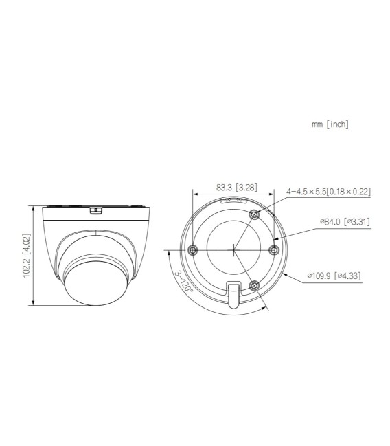 Domo IP H265 2M Iluminación Dual LED30m/IR30m 2.8mm IP67 AUDIO MIC WiFi AI