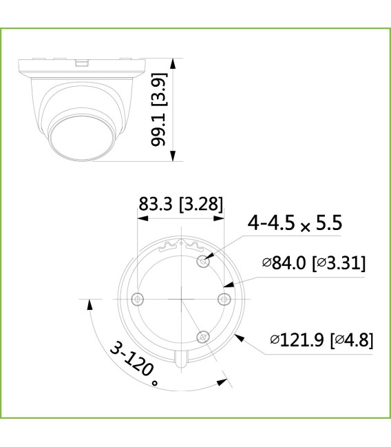 Domo IP H265 AI 2M DN SMART WDR Starlight IVS SMD IR50m 2.8mm IP67 PoE SD MIC