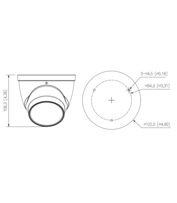 Domo IP H265 4M DN WDR 3DNR Starlight IR40m 2.7-13.5VFM IP67 PoE SD MIC AI Colo Negro