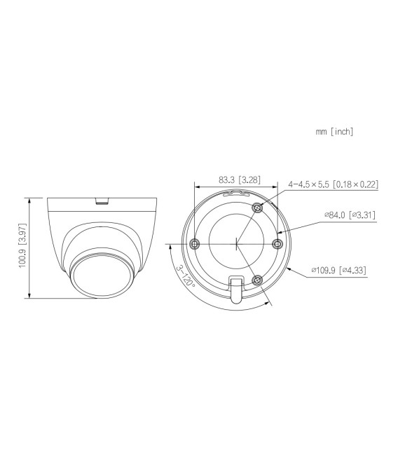 Domo IP H265 4M DN WDR 3DNR Starlight IR30m 2.8mm IP67 PoE SD MIC AI Color negro