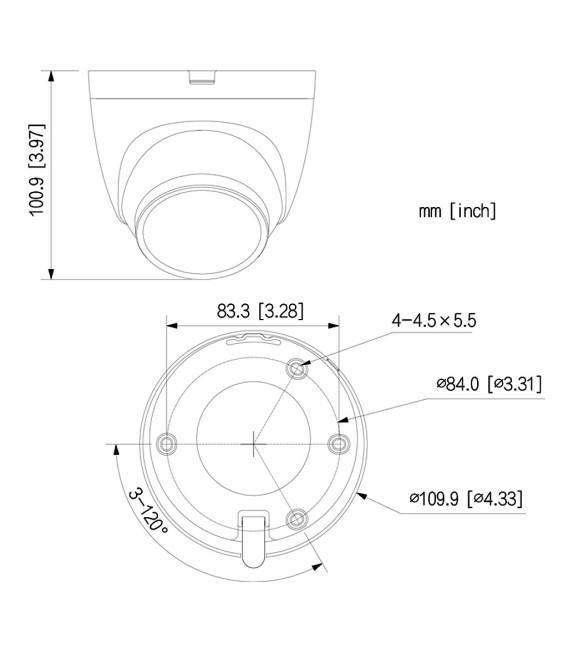Domo IP 4M H265 FULL COLOR WDR IVS SMD Iluminación Dual LED30m/IR30m 2.8mm IP67 PoE MIC AI