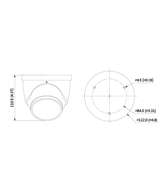 Domo IP TiOC 3.0 H265 4M WDR Iluminación Dual LED30m/IR30m 2.8mm IP67 PoE MIC AUDIO E/S AI