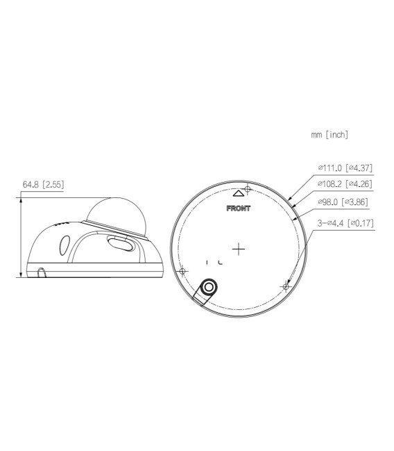 Domo IP H265 4M DN WDR Starlight IVS IR30m 2.8mm IK10 IP67 PoE SD MIC AUDIO E/S AI