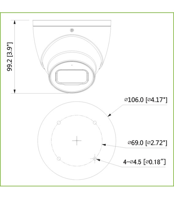 Domo IP H265 AI 4M DN WDR140dB Starlight+ IR50m 2.8mm IP67 PoE MIC
