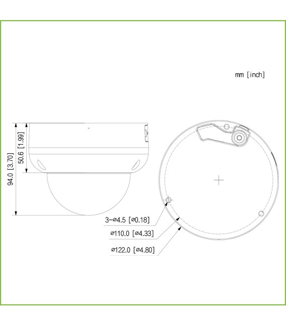 Domo IP H265 4M FULL COLOR 2.0 WDR 140dB Starlight LED30m 2.8mm IK10 IP67 ePoE AUDIO MIC AI