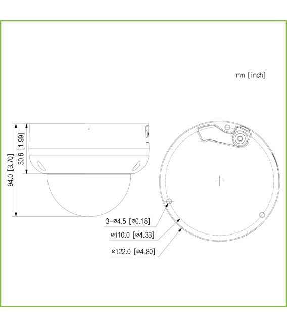 Domo IP H265 4M FULL COLOR 2.0 WDR 140dB Starlight LED30m 2.8mm IK10 IP67 ePoE AUDIO MIC AI