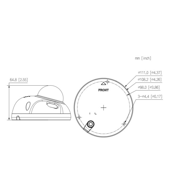 Domo IP H265 5M DN WDR Starlight IVS IR30m 2.8mm IK10 IP67 PoE SD MIC AUDIO E/S AI