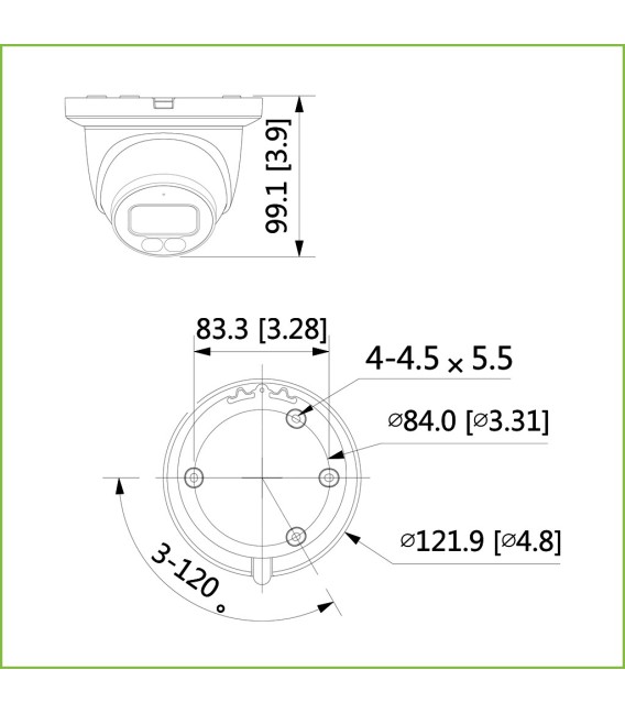 Domo IP H265 AI 5M FULL COLOR WDR IVS SMD LED30m 2.8mm IP67 PoE SD MIC