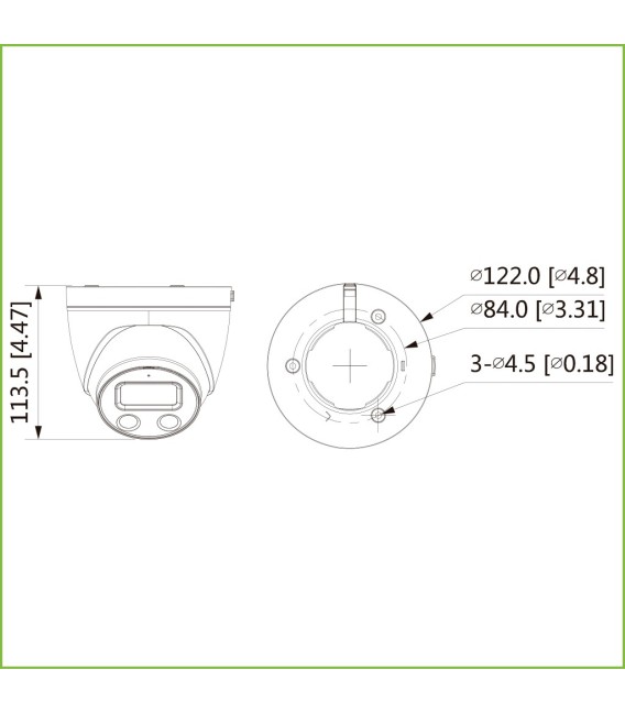 Domo IP H265 AI 5M DN SMART WDR Starlight IR50m + LED LUZ BLANCA 2.8mm IP67 PoE SD AUDIO MIC E/S