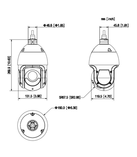 Domo PTZ IP 4M TiOC H265 WDR Starlight Iluminación Dual LED50m/IR100m 25x IP66 PoE+ AUDIO E/S AI