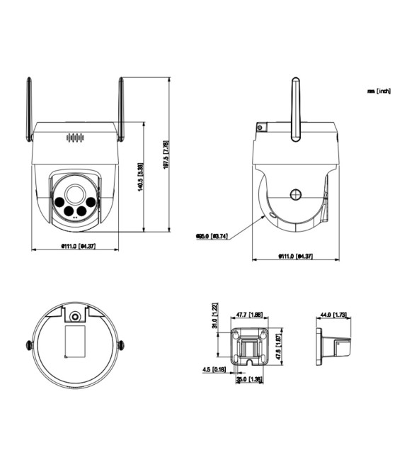 Cámara PT IP 5M H265 FULL COLOR dWDR IVS Iluminación Dual LED30m/IR30m IP66 WiFi AUDIO MIC